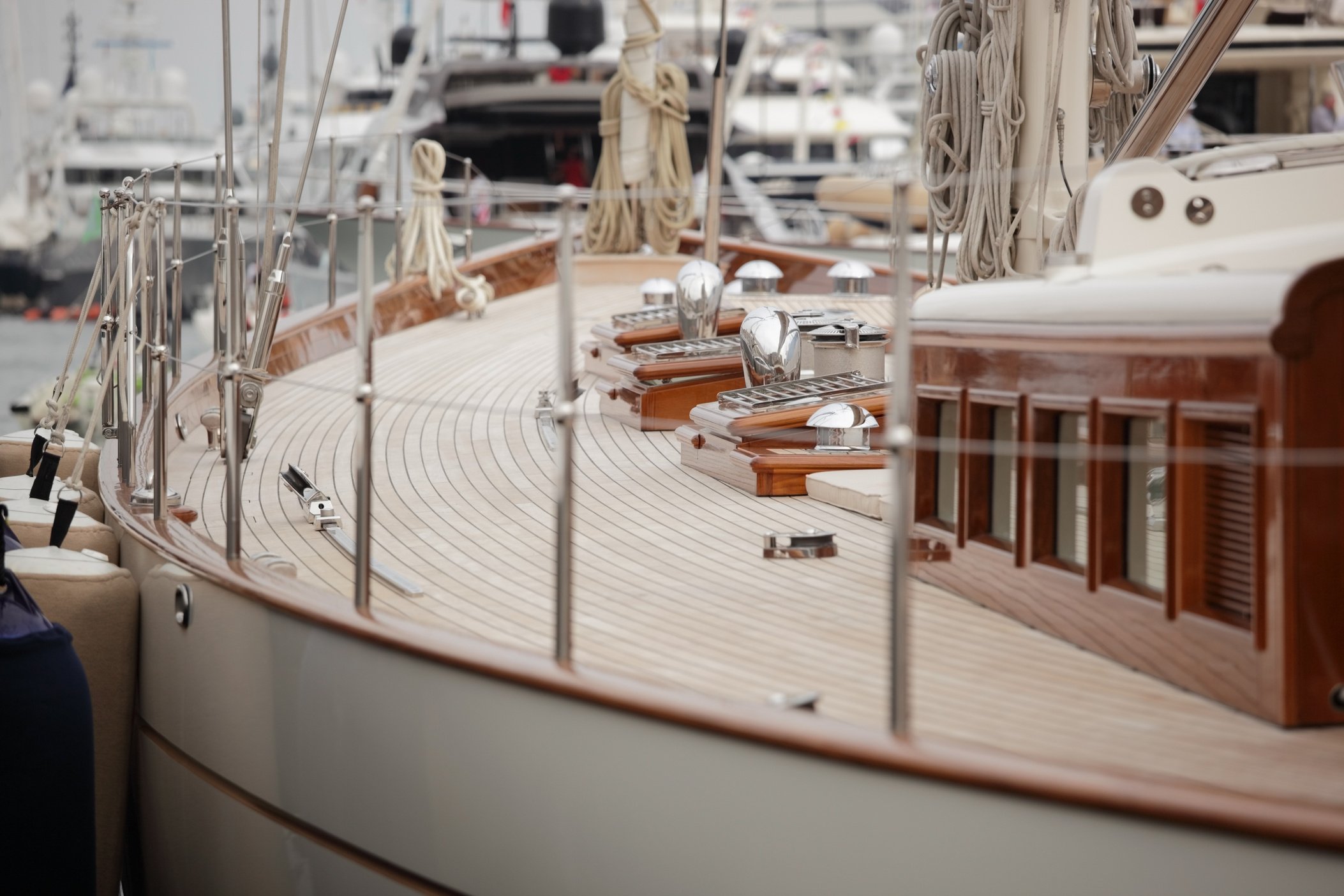 Teak deck of old Sailing Yacht